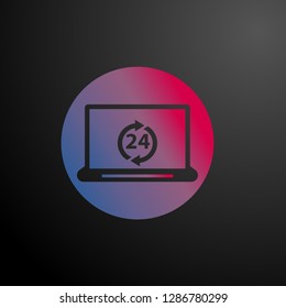 24 hours service, icon for user interface, vector