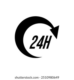 24 hours service icon, vector isolated on white background. simple and modern design