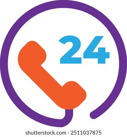 24 Hours Service Icon Vector Flat Illustration