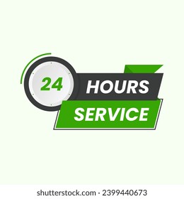 24 hours service label design with watch icon