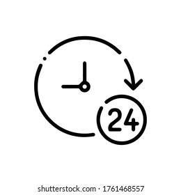 24 hours service line icon, outline vector sign, linear pictogram isolated on white. logo illustration