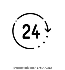 24 hours service line icon, outline vector sign, linear pictogram isolated on white. logo illustration