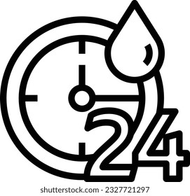 24 Hours Service Line Icon - Single Icon, Vector 
