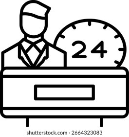 24 hours service Line vector Icon Design