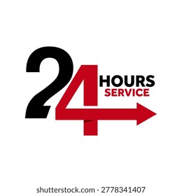 24 Hours Service Logo Design 24 7 Support Arrow Icon Fast Delivery Business Illustration