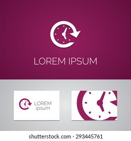 24 hours service logo template icon design elements with business card 
