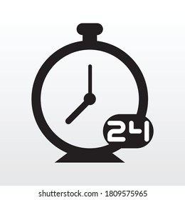 24 Hours service online vector icon design. Non stop working service symbol vector illustration