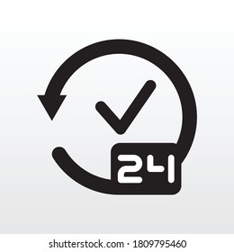 24 horas servicio en línea diseño de iconos vectoriales. Ilustración vectorial del símbolo del servicio de trabajo sin paro