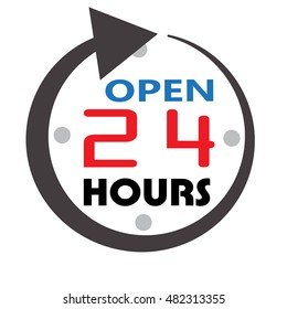 24 hours service, open 24 hours icon, 24 hours open customer service