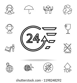 24 hours service outline icon. Cargo logistic icons universal set for web and mobile