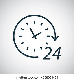 24 hours service outline, thin, flat, digital icon for web and mobile
