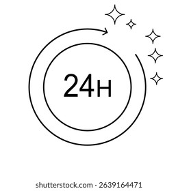 24 hours service. Outline 24 hours service vector icon for web design isolated on white background.