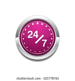 24 Hours Service Pink Vector Button Icon