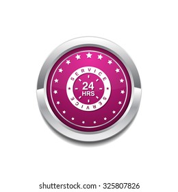 24 Hours Service Pink Vector Button Icon