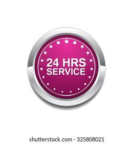 24 Hours Service Pink Vector Button Icon