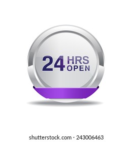 24 Hours Service Purple Vector Icon Button
