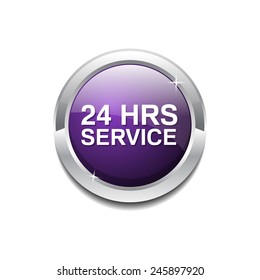 24 Hours Service Purple Vector Icon Button