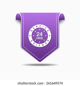 24 Hours Service Purple Vector Icon Design