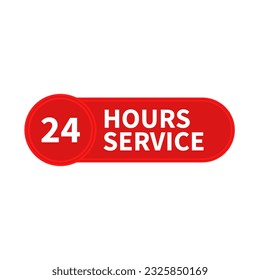 24 Hours Service In Red Color With Rounded Rectangle Shape For Business Promotion
