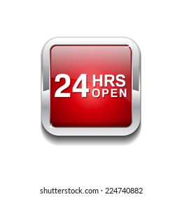 24 Hours Service Red Vector Icon Button