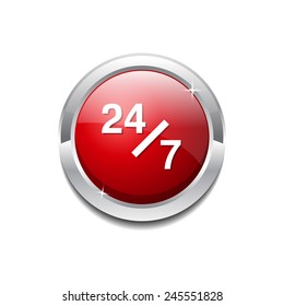 24 Hours Service Red Vector Icon Button