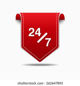 24 Hours Service Red Vector Icon Design