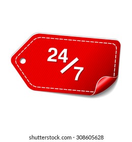 24 Hours Service Red Vector Icon Design