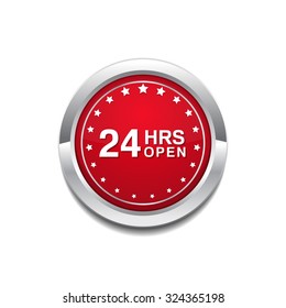 24 Hours Service Red Vector Icon Button