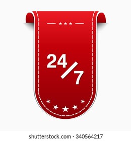 24 Hours Service Red Vector Icon Design