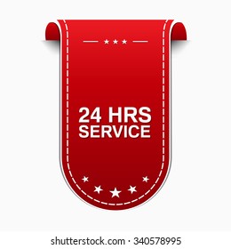 24 Hours Service Red Vector Icon Design