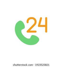 24 Hours service shopping icon in color icon, isolated on white background 