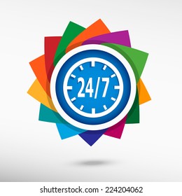 24 hours service sign. Flat design style 