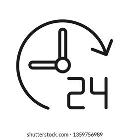 24 hours service, support all day icon. Stroke outline style. Vector. Isolate on white background.