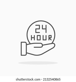 24 hours service support line icon. Editable stroke and pixel perfect. Can be used for digital product, presentation, print design and more.