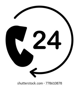 24 Hours Service Support Perfect Vector Icon 48x48 Ready for 24x24 Grid for Web Graphics and Apps. Simple Minimal Pictogram