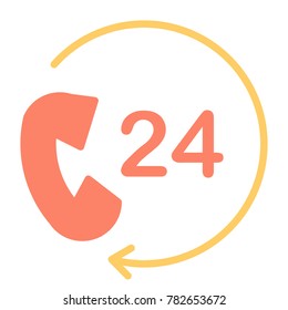 24 Hours Service Support Perfect Vector Icon 48x48 Ready for 24x24 Grid for Web Graphics and Apps. Simple Minimal Pictogram