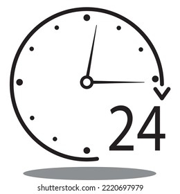 24 hours service, support time line icon.