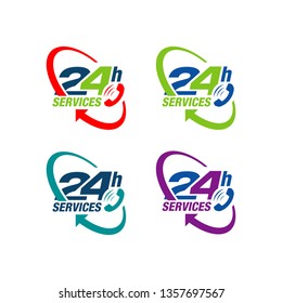 24 hours service vector icon. day/night services button symbol.
illustration of 24/7 sign.