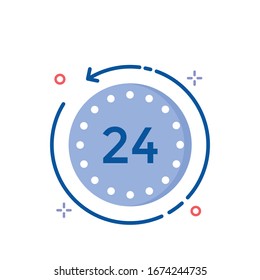 24 Hours Service Vector illustration. Shopping and E-commerce Flat icon. 