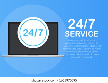 24 hours service vector line icon. 24 hours service line icon for infographic, website or app.