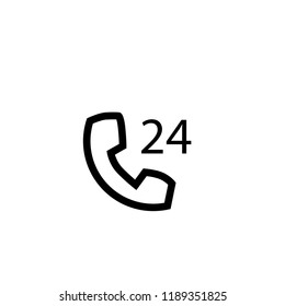 24 hours service, vector logo, symbol, sign, or mark design illustration