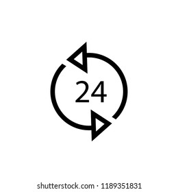 24 hours service, vector logo, symbol, sign, or mark design illustration