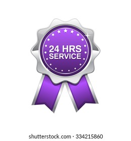 24 Hours Service Violet Vector Icon Design