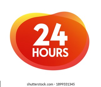 24 hours service working icon vector modern design illustration, open hrs label sticker isolated on color background