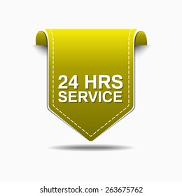 24 Hours Service Yellow Vector Icon Design