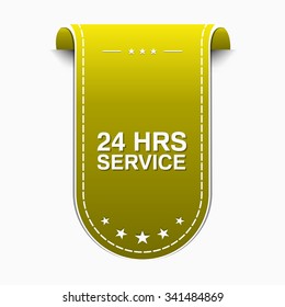 24 Hours Service Yellow Vector Icon Design