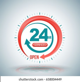24 hours services banner. Vector illustration.