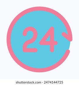24 Horas Servicios Icono de Vector, Icono de Vector aislado de estilo plano.