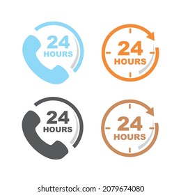 24 hours set icon vector illustration sign