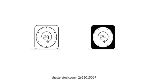 Icono de 24 horas con Vector de fondo blanco Ilustración de stock